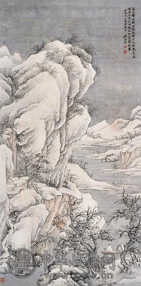 吴琴木 1934年作 溪山霁雪 立轴 设色纸本