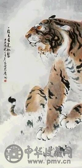 卢彦汛 虎 镜心 纸本