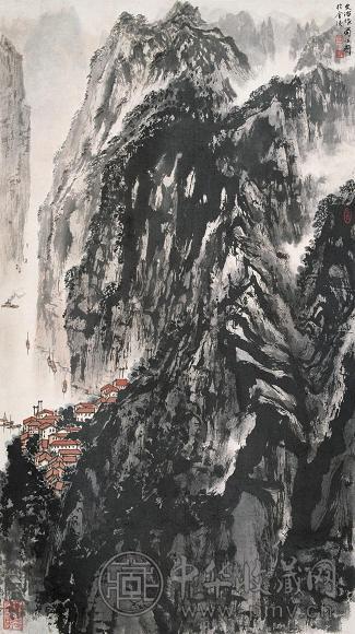 宋文治 蜀江图 立轴 设色纸本