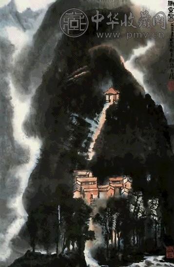 李可染 1973年作 雨霁图 立轴 设色纸本