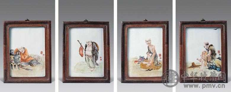 民国 王琦瓷板人物画(4块)