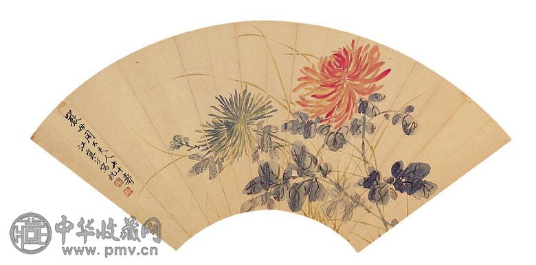 江寒汀 菊花 扇面