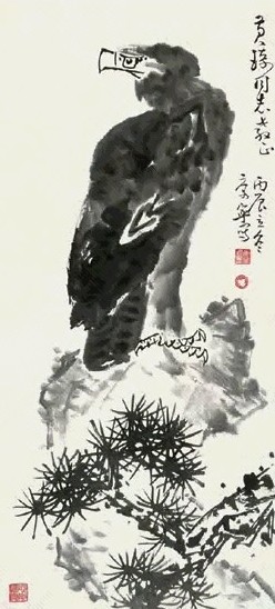 康宁 松鹰 立轴 水墨