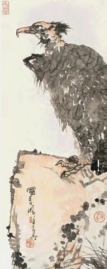 潘天寿 鹰 立轴 设色纸本