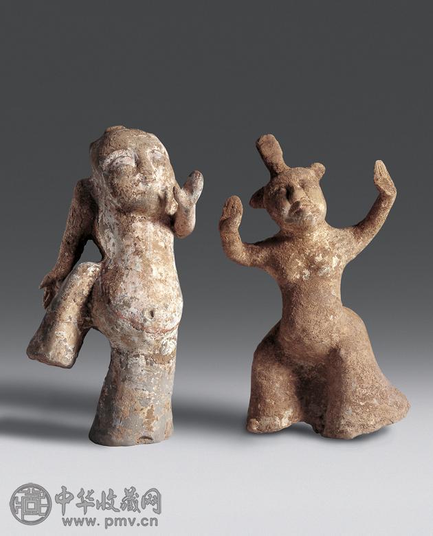 东汉 彩绘陶舞蹈俑(1对)