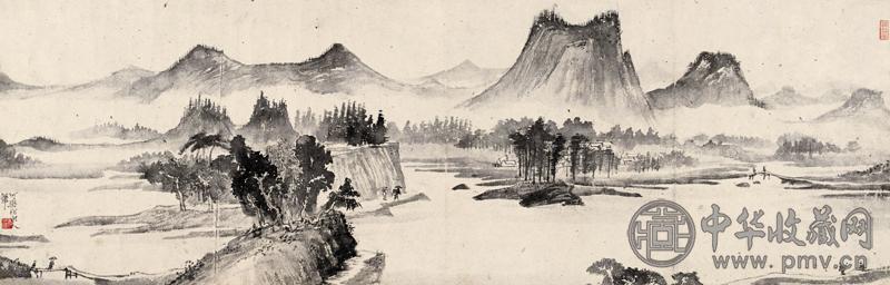 李可染 夏山行旅图 水墨纸本