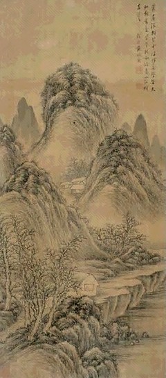 黄均 山水 立轴 设色