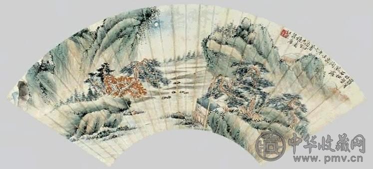 江采 山水扇面 镜心 设色