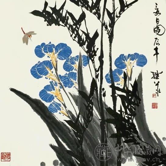 许继庄 1988年作 花卉 立轴 设色纸本