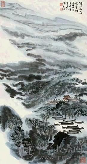 陆俨少 1983年作 山水 立轴 设色纸本