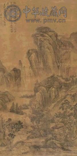 唐寅 山水 立轴 设色绢本