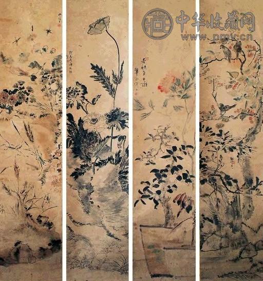 孟觐已 花鸟 立轴 设色纸本