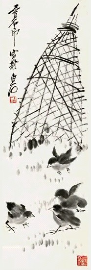 齐白石 群鸡 立轴 纸本