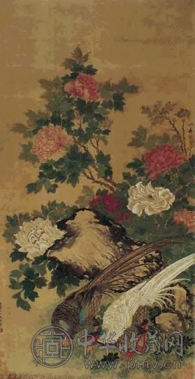 沈铨 花鸟 立轴 绢本