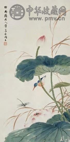 吴青霞 荷塘清趣图 立轴 设色纸本
