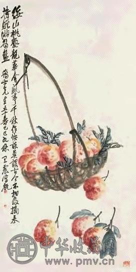 王震 桃实千年 立轴 设色纸本