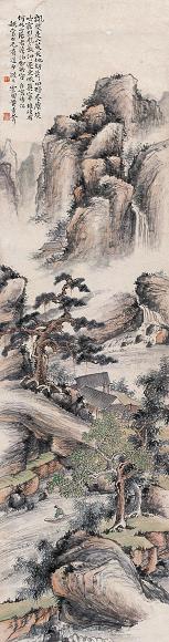 黄素 深山幽居 镜心 设色纸本