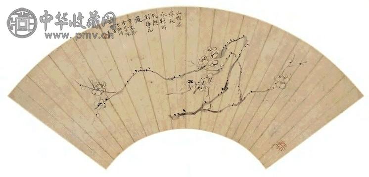 陈撰 1751年作 秋思梅花图 扇面 纸本水墨
