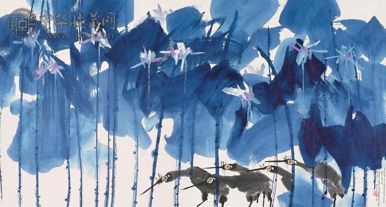 黄永玉 1987年作 荷塘 镜心 设色纸本