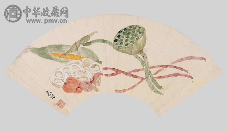 江寒汀 蔬果扇面 扇面 纸本