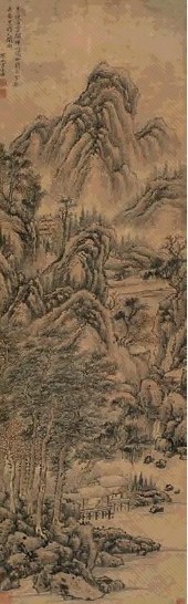 方士庶 山水 立轴 纸本设色