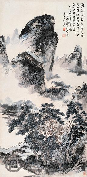 胡佩衡 青山白云图 立轴 设色纸本