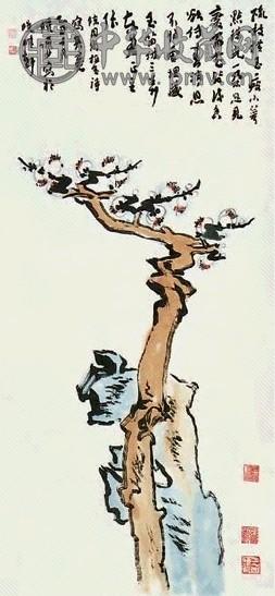 陆俨少 梅花 立轴 设色纸本