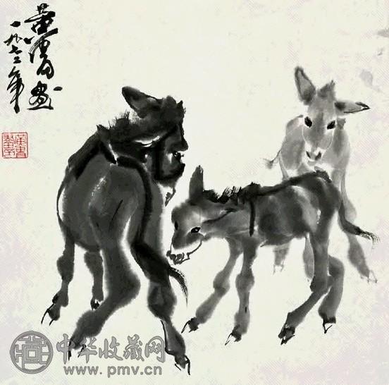 近现代 黄胄 三驴图 轴