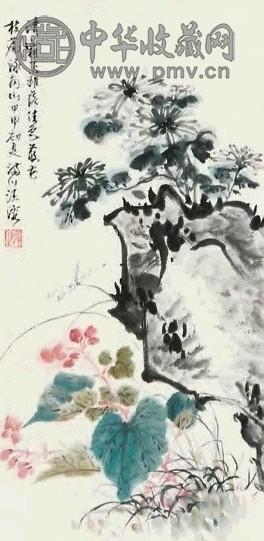 汪溶 花石 镜心 纸本