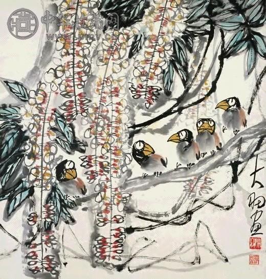 陈大羽 花鸟 立轴 设色纸本