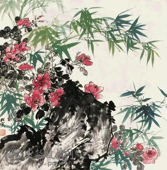 溥佺 花卉 镜心 设色纸本