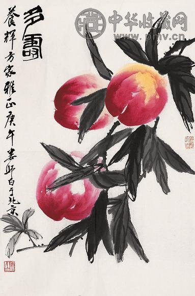 娄师白 1990年作 多寿 镜心 设色纸本