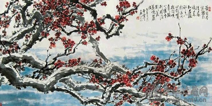 孙蛮 梅花 横幅 设色纸本