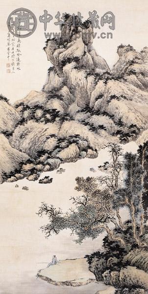 溥佺 高秋孤吟图 立轴 设色纸本