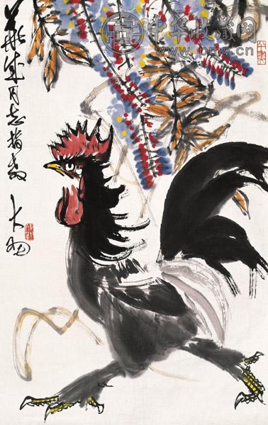 陈大羽 雄鸡 设色纸本