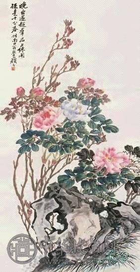 颜元 牡丹 立轴 设色纸本