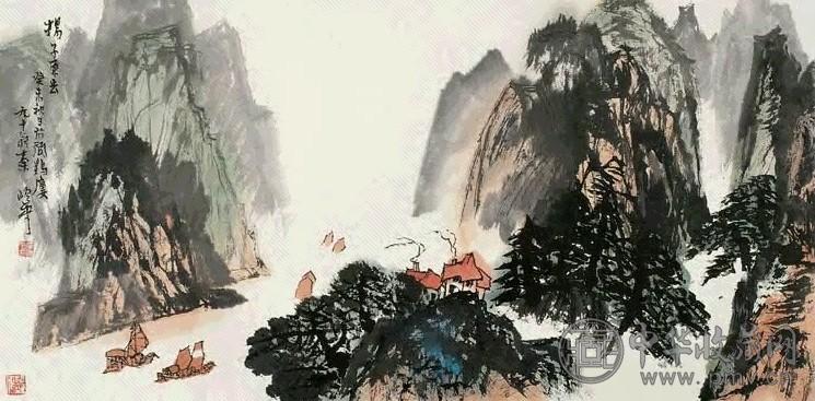 秦岭云 2003年作 扬子东去 镜心 设色纸本