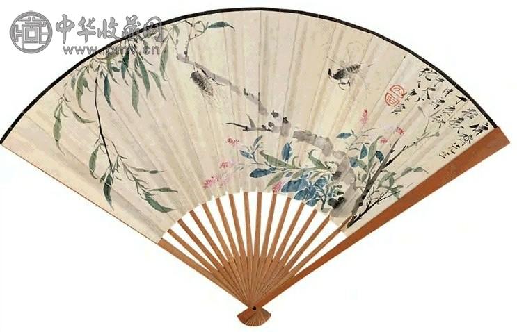 唐云 1947年作 秋意 成扇 纸本设色