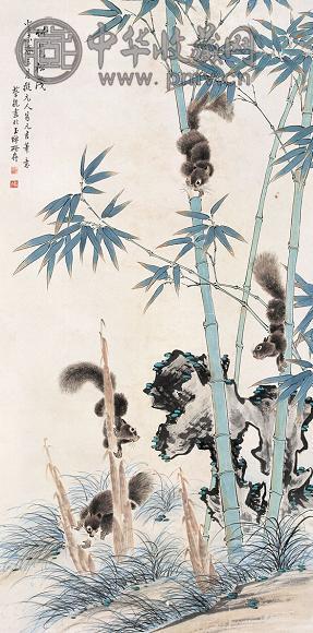 蔡铣 竹苞松茂 立轴 纸本