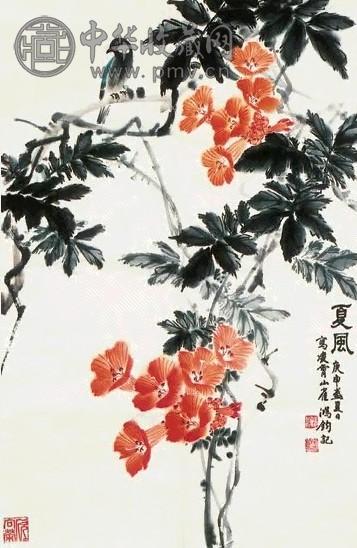 金鸿均 花鸟 镜心 纸本
