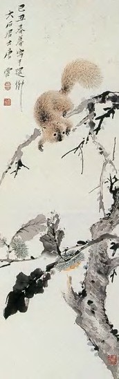 唐云 松鼠 轴 纸本设色