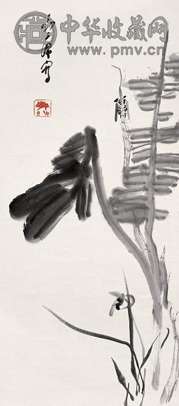 丁衍庸 蕉兰秋蝉图 立轴 水墨纸本