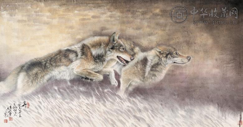 左进伟 2003年作 奔 横幅 设色纸本