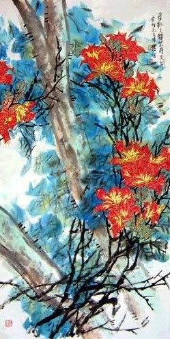 郭恰琮 花卉 镜心 设色纸本