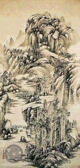 弘旿 山水 立轴 水墨纸本