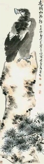近现代 李苦禅 远瞻山河新 镜心