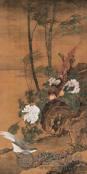 李贞 花鸟 立轴 绢本