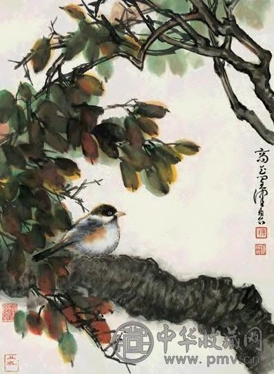 当代 陈佩秋 花鸟 镜片(带框)