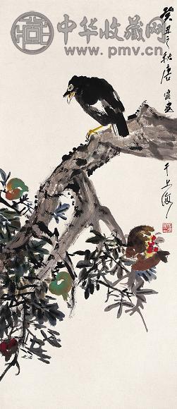 唐云 1973年作 百子同乐图 立轴 设色纸本