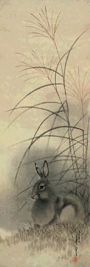 日本画 兔子 轴